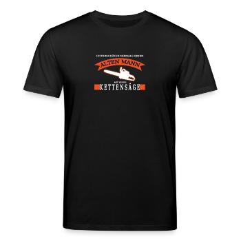 Alter Mann Kettensäge Motorsäge Lustig Geschenk - Stanley/Stella Unisex Bio-T-Shirt CREATOR  - Schwarz - Vorne - Alina (178cm) & Michal (187cm)