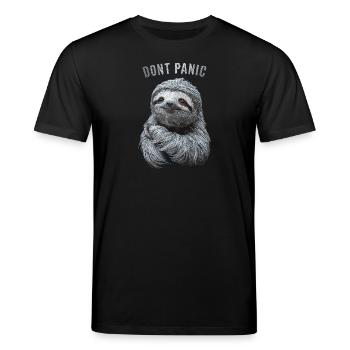 Dont Panic Faultier für Kinder - Stanley/Stella Unisex Bio-T-Shirt CREATOR  - Schwarz - Vorne - Alina (178cm) & Michal (187cm)