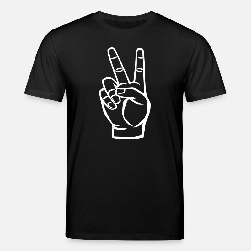 Peace Symbol - Victory Zeichen - Stanley/Stella Unisex Bio-T-Shirt CREATOR  - Schwarz