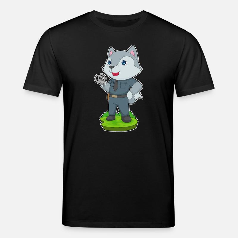 Wolf Polizist Handschellen Polizei - Stanley/Stella Unisex Bio-T-Shirt CREATOR  - Schwarz