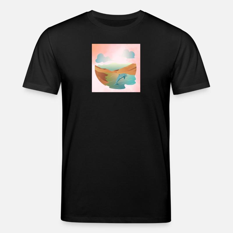 Delfin in Seelandschaft - Stanley/Stella Unisex Bio-T-Shirt CREATOR  - Schwarz