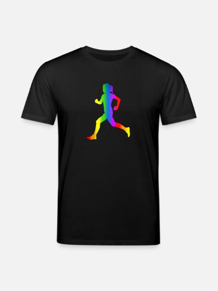 Bunter Läuferin Regenbogen - Stanley/Stella Unisex Bio-T-Shirt CREATOR  - Schwarz