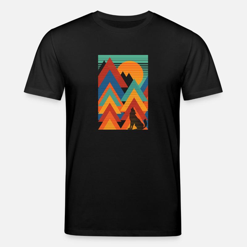 Landscape (Wolf, Triangles) - Stanley/Stella CREATOR Unisex Organic T-Shirt - black