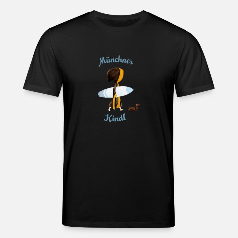 Münchner Kindl mit Surfbrett - Stanley/Stella Unisex Bio-T-Shirt CREATOR  - Schwarz