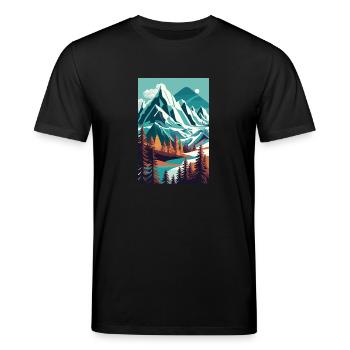 Alpine Elegance: Minimalist Beauty of the Mountain - Stanley/Stella CREATOR Unisex Organic T-Shirt - black - Front - Alina (178cm) & Michal (187cm)