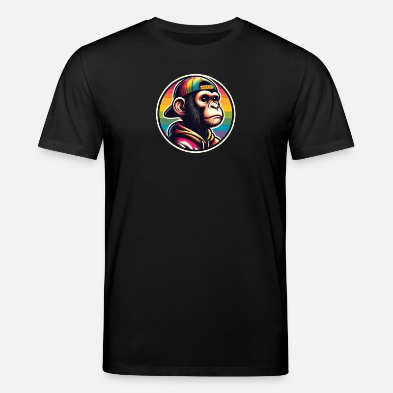 Casquette à capuche Monkey Arc-en-ciel - T-shirt bio CREATOR Stanley/Stella Unisexe - noir