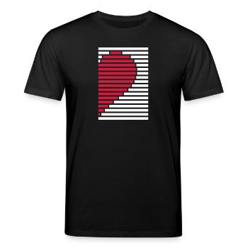 Herz Partnershirt rechts - Stanley/Stella Unisex Bio-T-Shirt CREATOR  - Schwarz - Vorne - Alina (178cm) & Michal (187cm)
