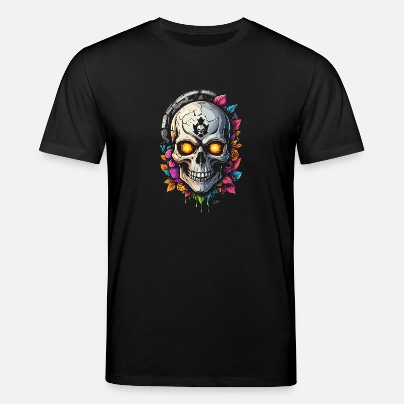 Crâne fleurs - T-shirt bio CREATOR Stanley/Stella Unisexe - noir