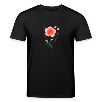 Zarte und filigrane Rose - Stanley/Stella Unisex Bio-T-Shirt CREATOR  - Schwarz - Vorne - Alina (178cm) & Michal (187cm)