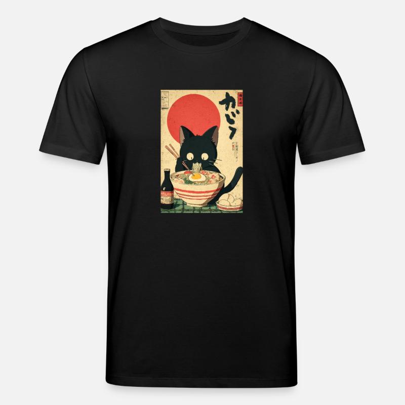 Ramen Katze Retro Poster - Stanley/Stella Unisex Bio-T-Shirt CREATOR  - Schwarz