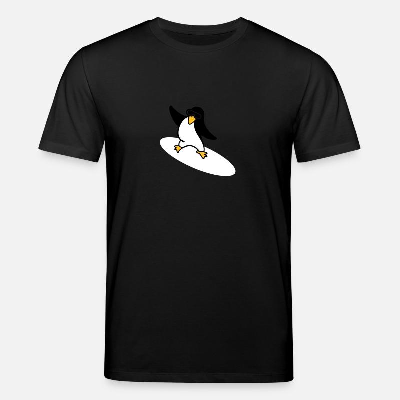 Pingouin surfeur / Surfer Penguin (3c) - T-shirt bio CREATOR Stanley/Stella Unisexe - noir
