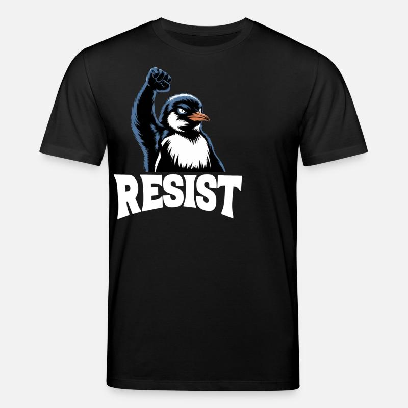 Pinguin protestiert gegen Widerstandssteuern - Stanley/Stella Unisex Bio-T-Shirt CREATOR  - Schwarz