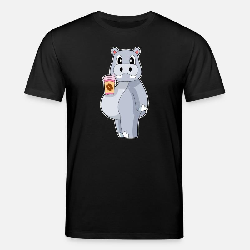 Nilpferd Coffee to go - Stanley/Stella Unisex Bio-T-Shirt CREATOR - Schwarz