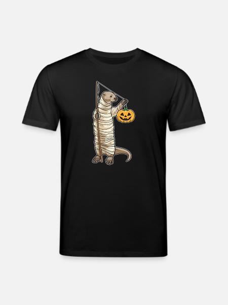 Otter Halloween Fishing - Stanley/Stella CREATOR Unisex Organic T-Shirt - black