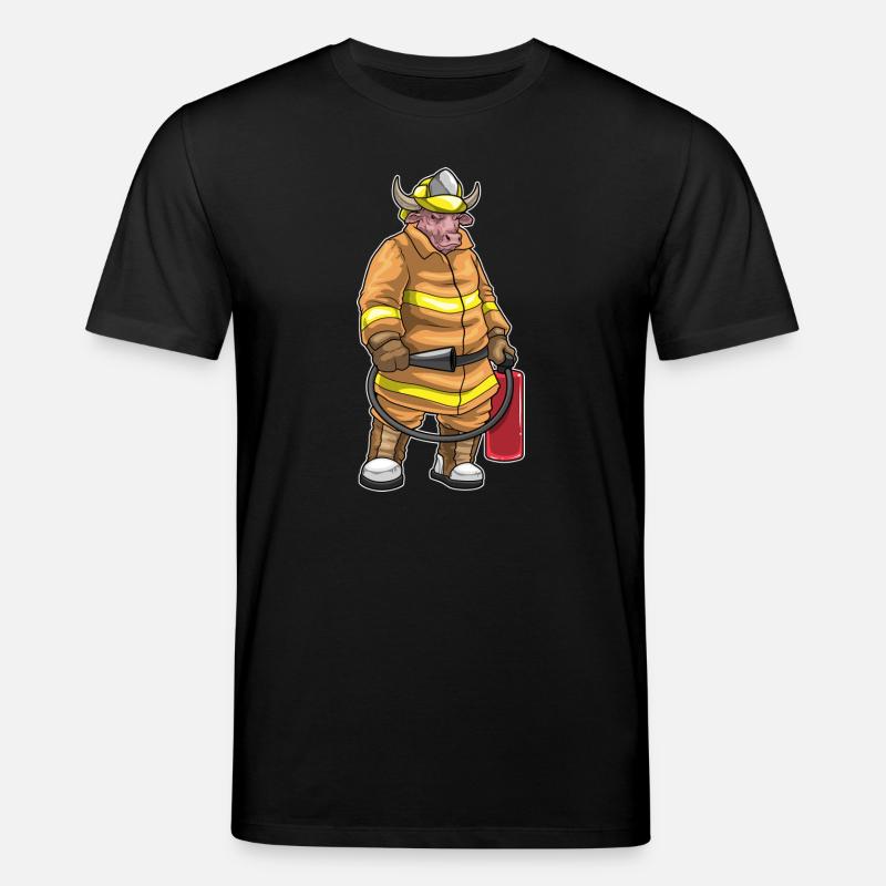Bull Firefighter Fire Extinguisher - Stanley/Stella CREATOR Unisex Organic T-Shirt - black