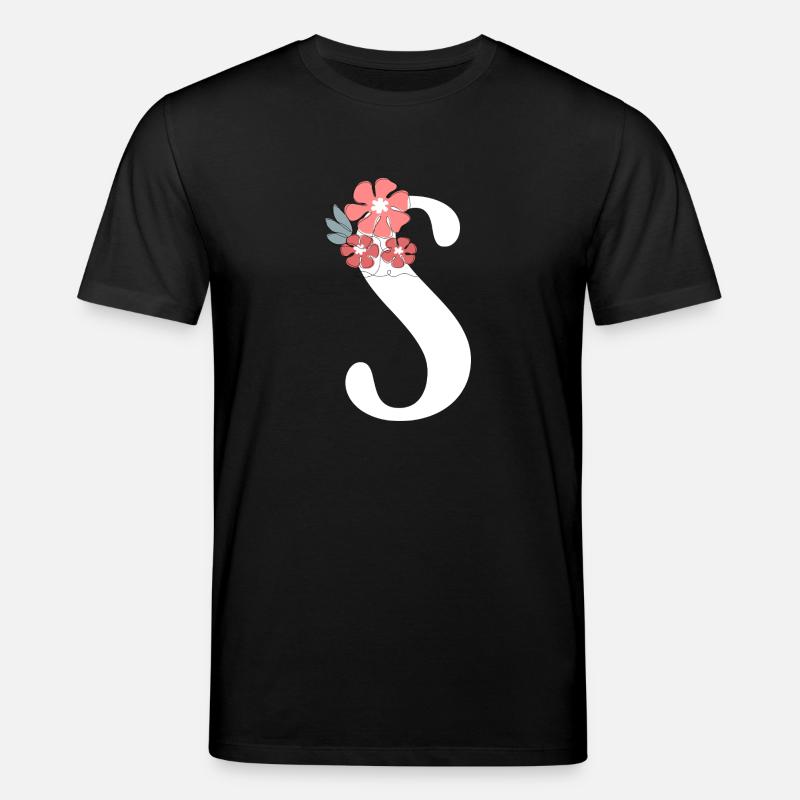 Lettre S fleurs minimalistes - T-shirt bio CREATOR Stanley/Stella Unisexe - noir