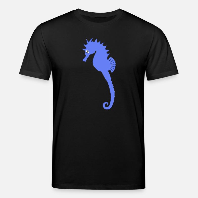 Impression d’art ludique d’hippocampe bleu - T-shirt bio CREATOR Stanley/Stella Unisexe - noir