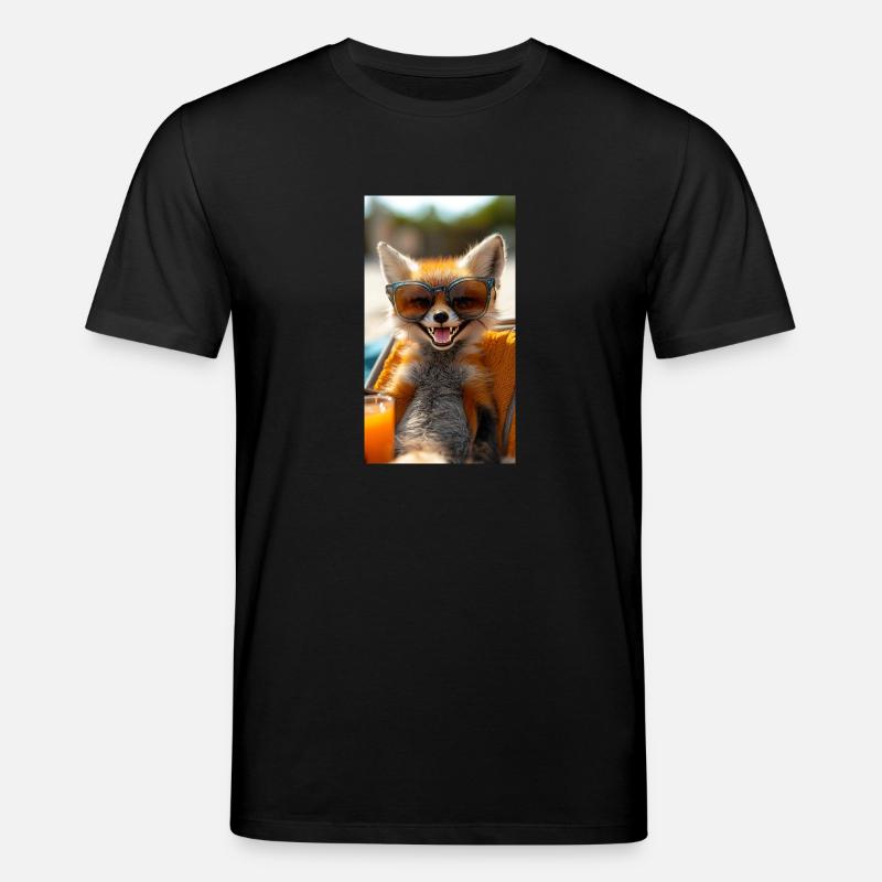 Grinning fox on the beach - Stanley/Stella CREATOR Unisex Organic T-Shirt - black