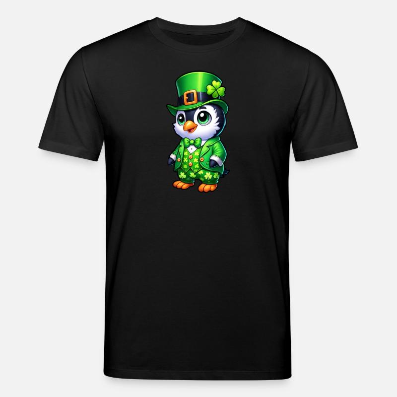 Mignon Dessin Animé Pingouin Saint-Patrick - T-shirt bio CREATOR Stanley/Stella Unisexe - noir