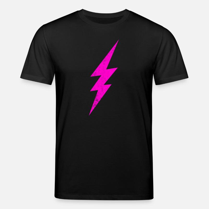 Leuchtender Pinker Blitz - Stanley/Stella Unisex Bio-T-Shirt CREATOR  - Schwarz