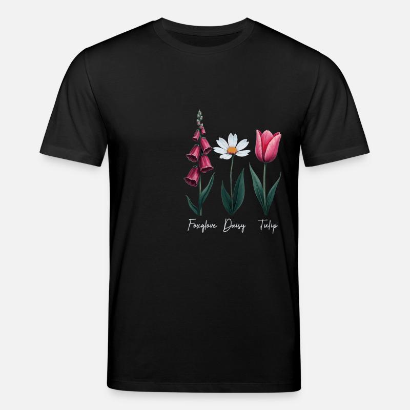 Foxglove Daisy Tulip Floral - T-shirt bio CREATOR Stanley/Stella Unisexe - noir