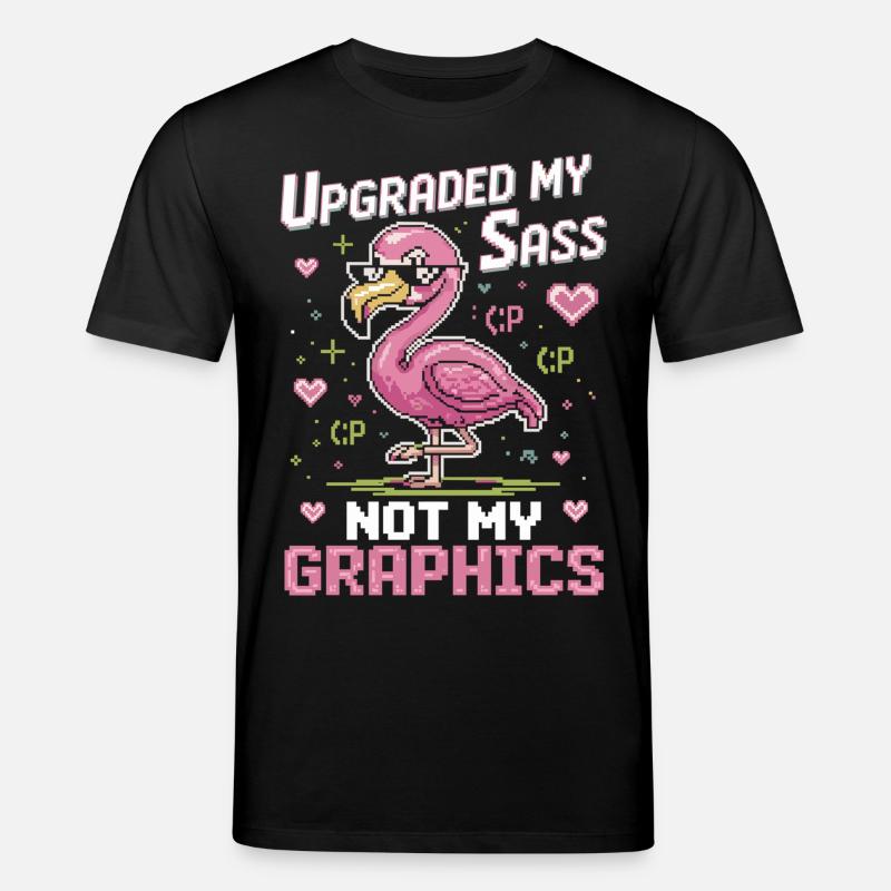 Flamant rose pixel avec attitude - T-shirt bio CREATOR Stanley/Stella Unisexe - noir