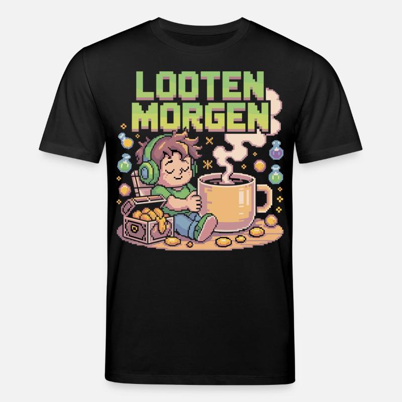 Pixel Kaffee und Loot - Stanley/Stella Unisex Bio-T-Shirt CREATOR  - Schwarz