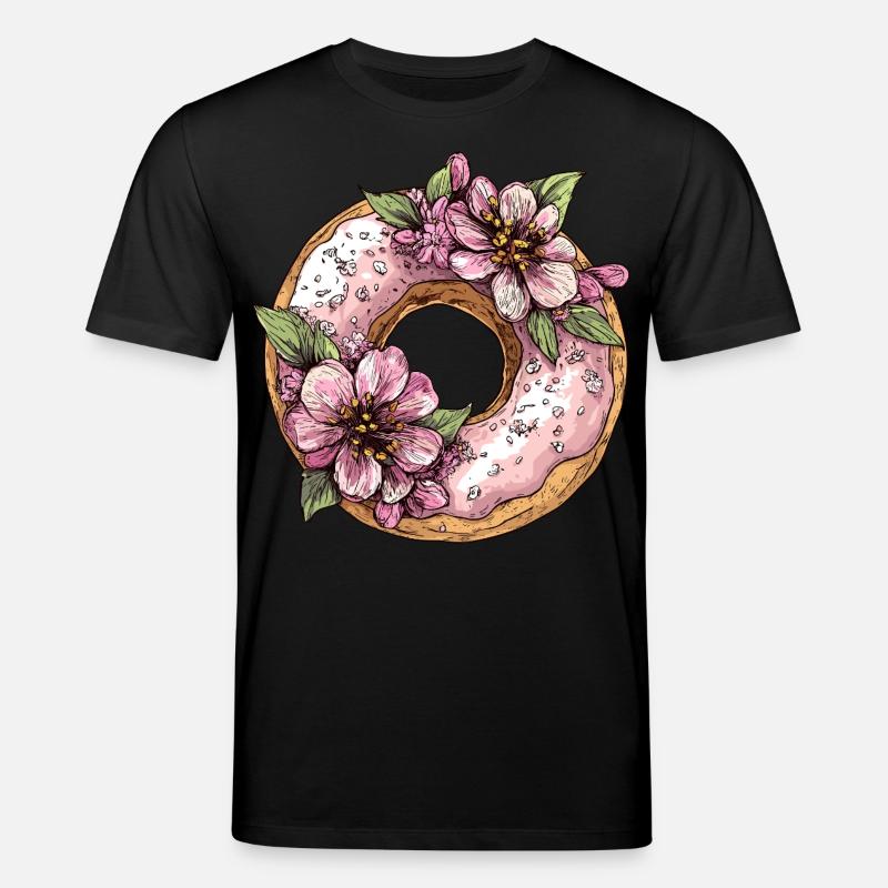 Donut mit Blüten - Stanley/Stella Unisex Bio-T-Shirt CREATOR  - Schwarz