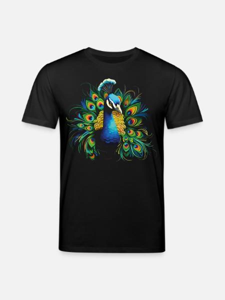 Pauw Pauw, pauwenveer, exotische, kleurrijke kleurrijke kunst - Stanley/Stella Uniseks bio-T-Shirt CREATOR  - zwart