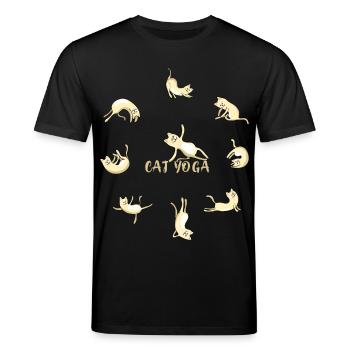Katze yoga katze niedlich namaste meditation lotus - Stanley/Stella Unisex Bio-T-Shirt CREATOR  - Schwarz - Vorne - Alina (178cm) & Michal (187cm)