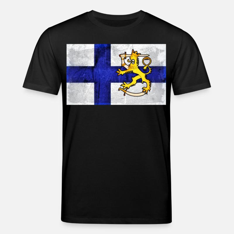 Finnland Flagge + Löwe - Stanley/Stella Unisex Bio-T-Shirt CREATOR  - Schwarz