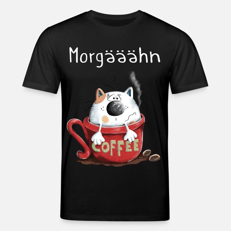 Morgähn Kaffee - Katze - Comic - Stanley/Stella Unisex Bio-T-Shirt CREATOR  - Schwarz