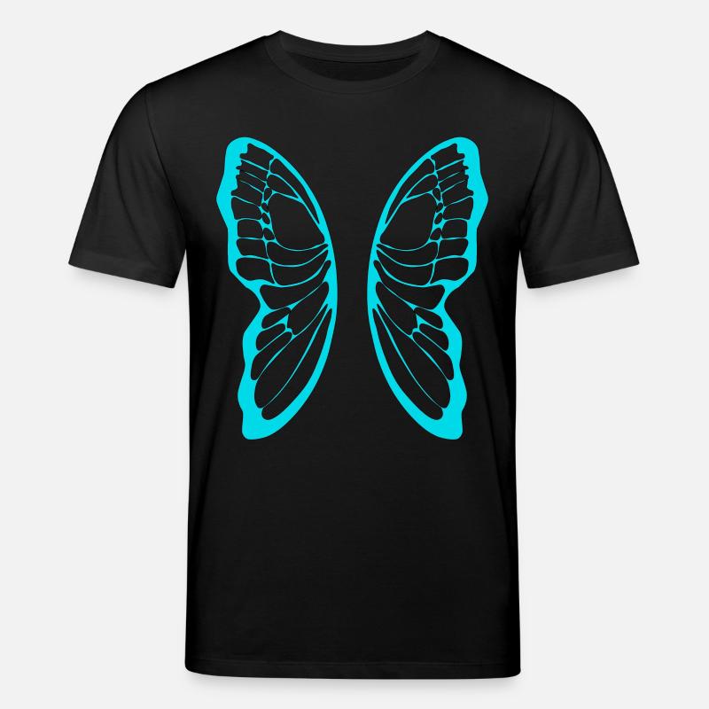 Turquoise butterfly wing pattern on black - Stanley/Stella CREATOR Unisex Organic T-Shirt - black
