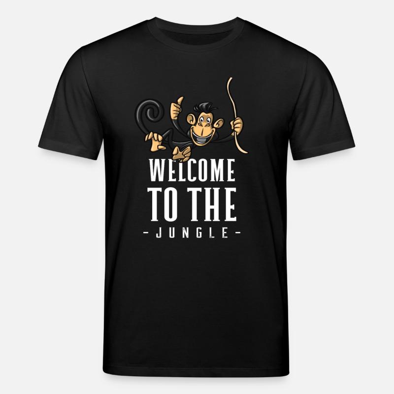 Jungle Monkey Welcome Design - Stanley/Stella CREATOR Unisex Organic T-Shirt - black