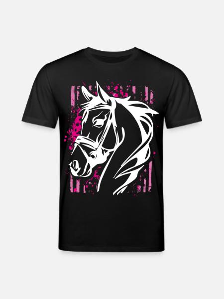 Graffiti-Stil Pferd mit Pinkem Farbsplash - Stanley/Stella Unisex Bio-T-Shirt CREATOR  - Schwarz