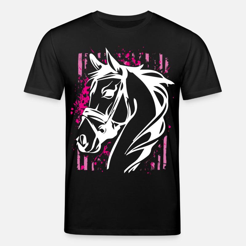 Graffiti-Stil Pferd mit Pinkem Farbsplash - Stanley/Stella Unisex Bio-T-Shirt CREATOR  - Schwarz