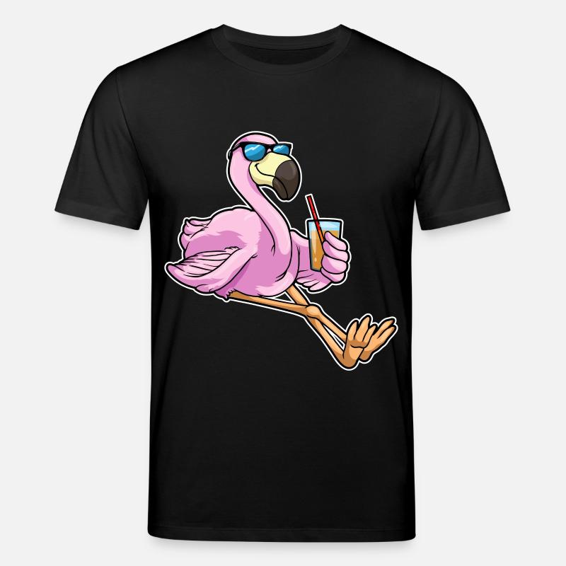 Flamingo mit Getränk mit Strohhalm - Stanley/Stella Unisex Bio-T-Shirt CREATOR  - Schwarz