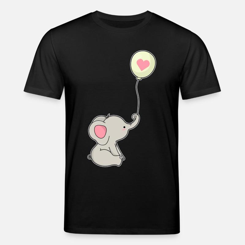 Elefant & Luftballon mit Herz - Stanley/Stella Unisex Bio-T-Shirt CREATOR  - Schwarz