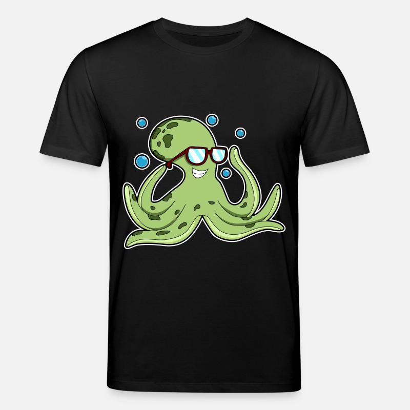 Krake mit Brille - Stanley/Stella Unisex Bio-T-Shirt CREATOR  - Schwarz