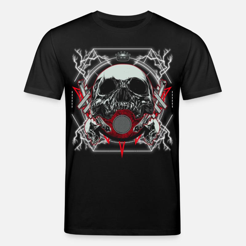 Schädel Kunstwerk mit Blitz - Stanley/Stella Unisex Bio-T-Shirt CREATOR  - Schwarz