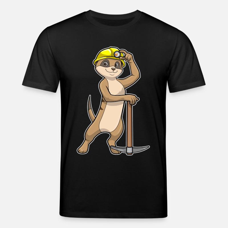 Erdmännchen als Bergarbeiter mit Spitzhacke - Stanley/Stella Unisex Bio-T-Shirt CREATOR - Schwarz