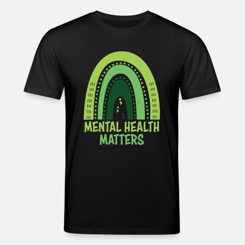 La santé mentale compte Arc-en-ciel vert - T-shirt bio CREATOR Stanley/Stella Unisexe - noir