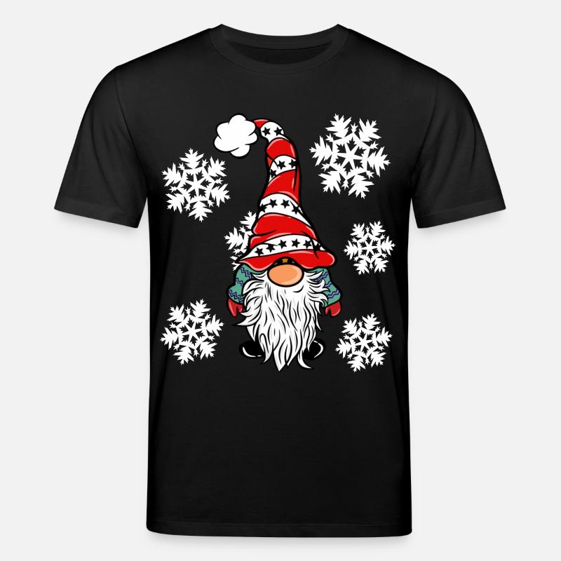 Wichtel mit Schneeflocken - Stanley/Stella Unisex Bio-T-Shirt CREATOR - Schwarz