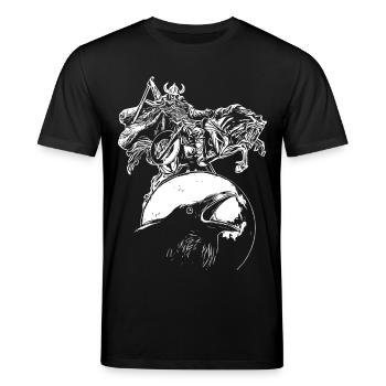 Wikinger zu Ross auf Rabe im Vollmond - Stanley/Stella Unisex Bio-T-Shirt CREATOR  - Schwarz - Vorne - Alina (178cm) & Michal (187cm)