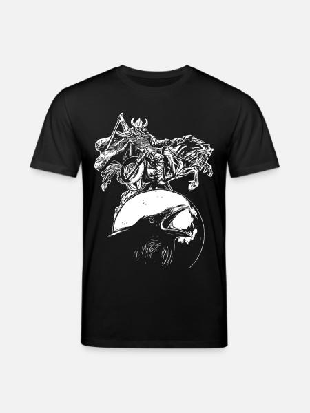 Vikinger på hesteryg på ravn i fuldmåne - Stanley/Stella CREATOR økologisk unisex-T-shirt - sort