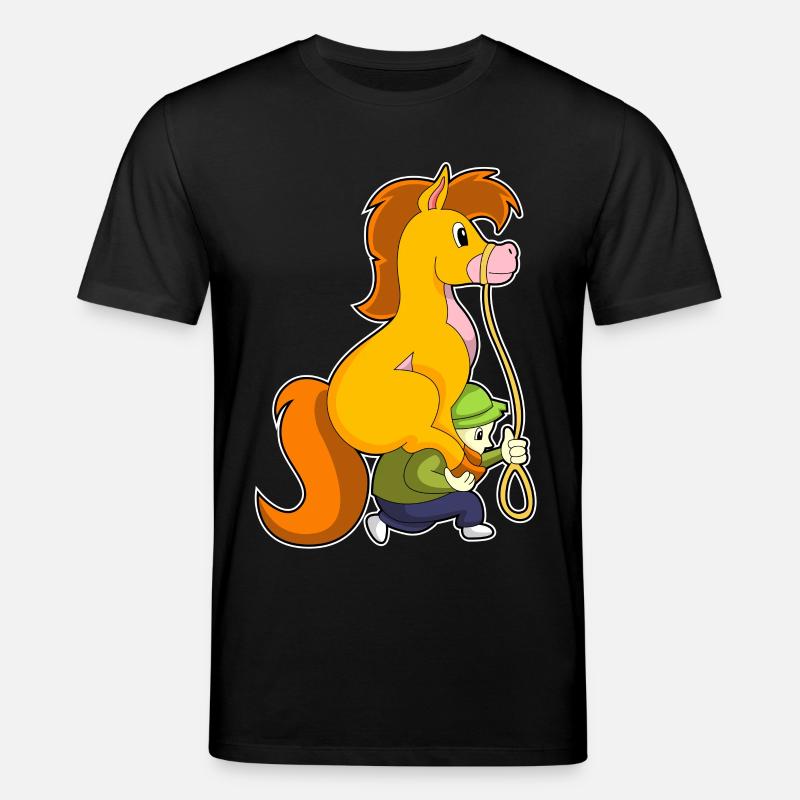 Pferd mit Junge - Stanley/Stella Unisex Bio-T-Shirt CREATOR  - Schwarz