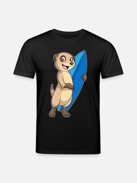 Erdmännchen Surfen Surfbrett Sommer - Stanley/Stella Unisex Bio-T-Shirt CREATOR  - Schwarz