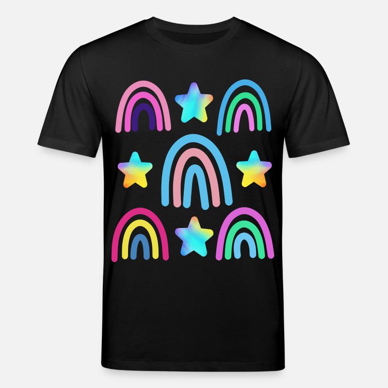 bunter Regenbogen und Sterne - Stanley/Stella Unisex Bio-T-Shirt CREATOR - Schwarz