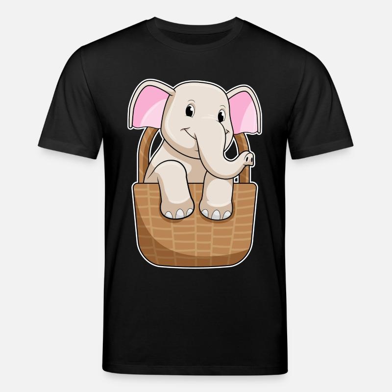 Elefant mit Korb - Stanley/Stella Unisex Bio-T-Shirt CREATOR  - Schwarz
