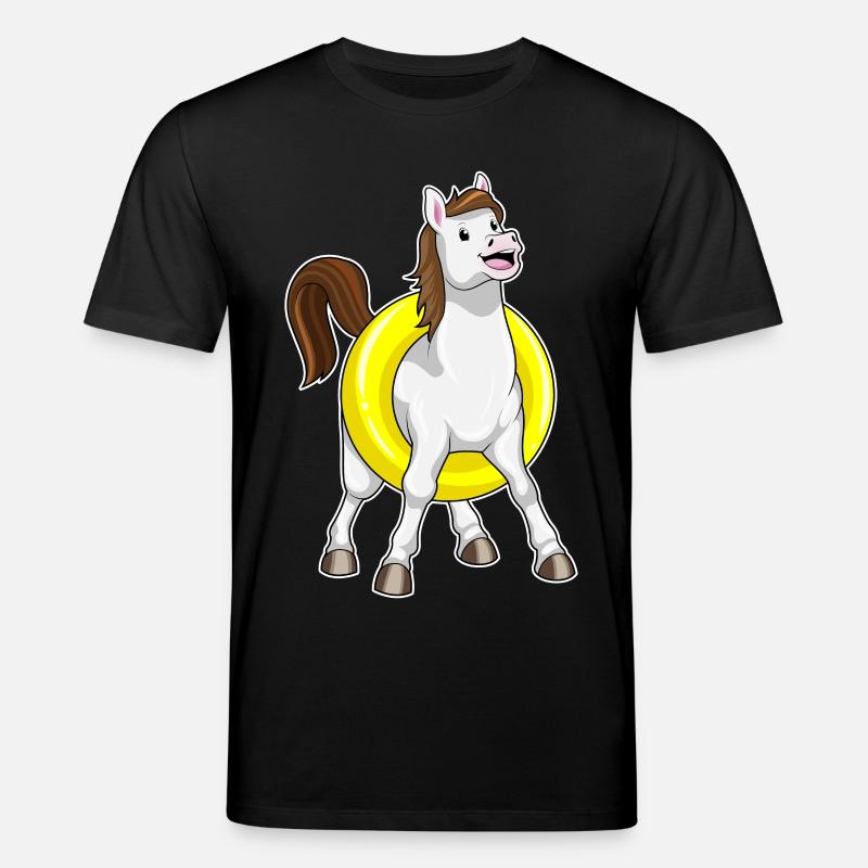 Pferd als Schwimmer mit Rettungsring - Stanley/Stella Unisex Bio-T-Shirt CREATOR - Schwarz